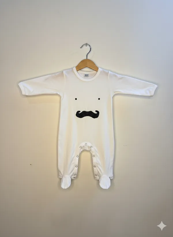 White_mustache_Romper_Daily_Wear_For_Kids_All_Ocassion