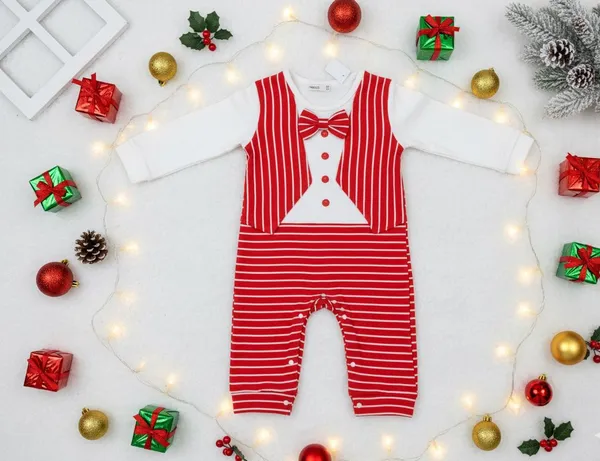 Christmas_Bow_Tie_Cotton_Romper_Daily_Wear_For_Kids_All_Ocassion