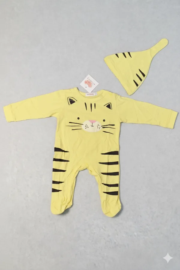 Yellow_Cat_Printed_Cotton_Romper_For_Kids