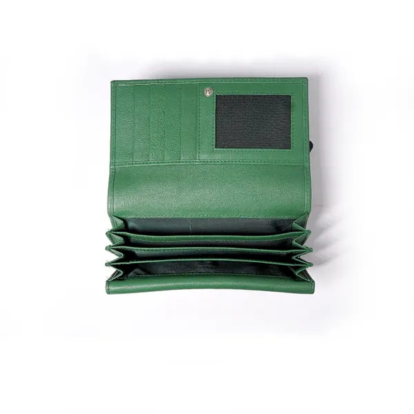 Green_Leather_Signature_Compact_Purse_For_Female