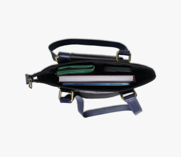 Blue_And_Black_Canvas_And_Leather_Pulse_Handbag_For_Female