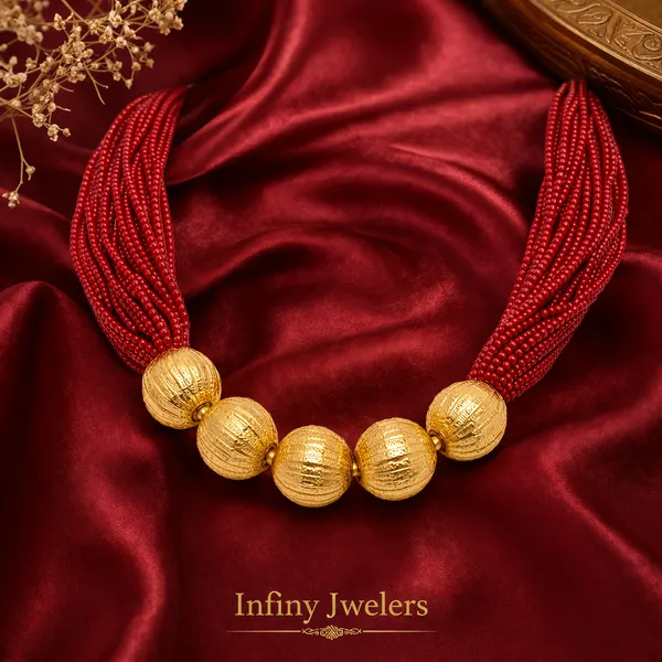 Infiny_Royal_Red_Multi-Strand_Beaded_Necklace_with_Textured_Gold_Beads_|_Traditional_Bridal_&_Ethnic_Jewelry_|_Infiny_Jwelers