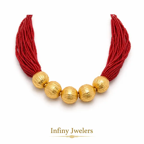 Infiny_Royal_Red_Multi-Strand_Beaded_Necklace_with_Textured_Gold_Beads_|_Traditional_Bridal_&_Ethnic_Jewelry_|_Infiny_Jwelers