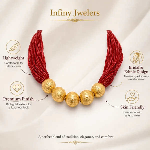 Infiny_Royal_Red_Multi-Strand_Beaded_Necklace_with_Textured_Gold_Beads_|_Traditional_Bridal_&_Ethnic_Jewelry_|_Infiny_Jwelers