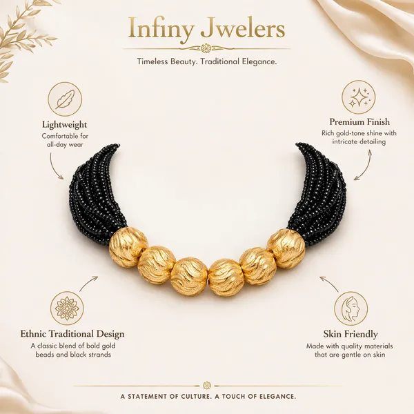 Infiny_Traditional_Gold_Bead_Necklace_with_Black_Multi-Strand_|_Ethnic_Temple_Style_Jewellery_|_Wedding_&_Festive_Wear_Necklace_for_Women