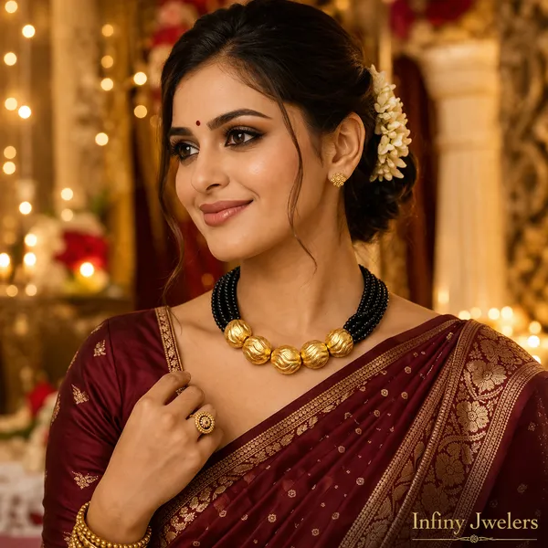 Infiny_Traditional_Gold_Bead_Necklace_with_Black_Multi-Strand_|_Ethnic_Temple_Style_Jewellery_|_Wedding_&_Festive_Wear_Necklace_for_Women