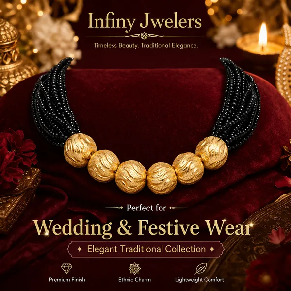 Infiny_Traditional_Gold_Bead_Necklace_with_Black_Multi-Strand_|_Ethnic_Temple_Style_Jewellery_|_Wedding_&_Festive_Wear_Necklace_for_Women