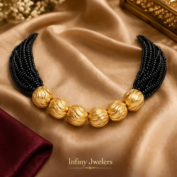 Infiny_Traditional_Gold_Bead_Necklace_with_Black_Multi-Strand_|_Ethnic_Temple_Style_Jewellery_|_Wedding_&_Festive_Wear_Necklace_for_Women