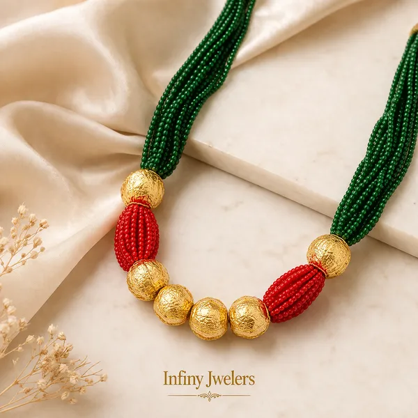 Infiny_Traditional_Gold_Bead_Necklace_with_Red_&_Green_Multi-Strand_Beads_|_Festive_&_Wedding_Ethnic_Jewelry_for_Women_|_Infiny_Jwelers