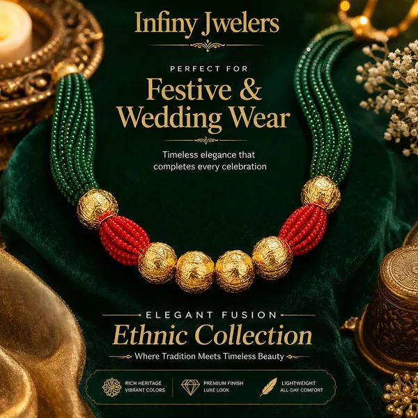 Infiny_Traditional_Gold_Bead_Necklace_with_Red_&_Green_Multi-Strand_Beads_|_Festive_&_Wedding_Ethnic_Jewelry_for_Women_|_Infiny_Jwelers
