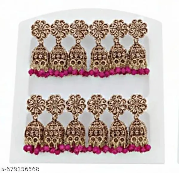 Multicolor_Traditional_Oxidised_Jhumka_Earrings_Set_For_Women_–_Pack_Of_6