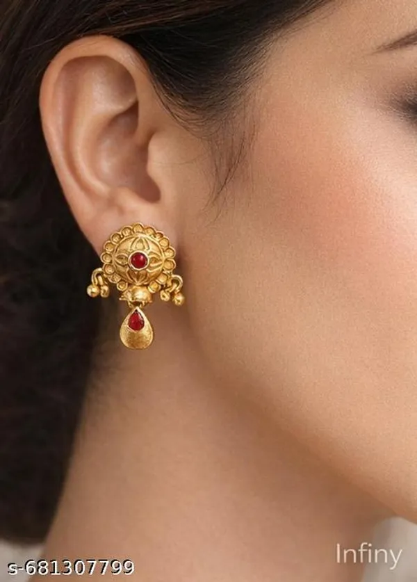 Traditional_Gold_Plated_Red_Jhumka_Earrings_For_Women_&_Girls