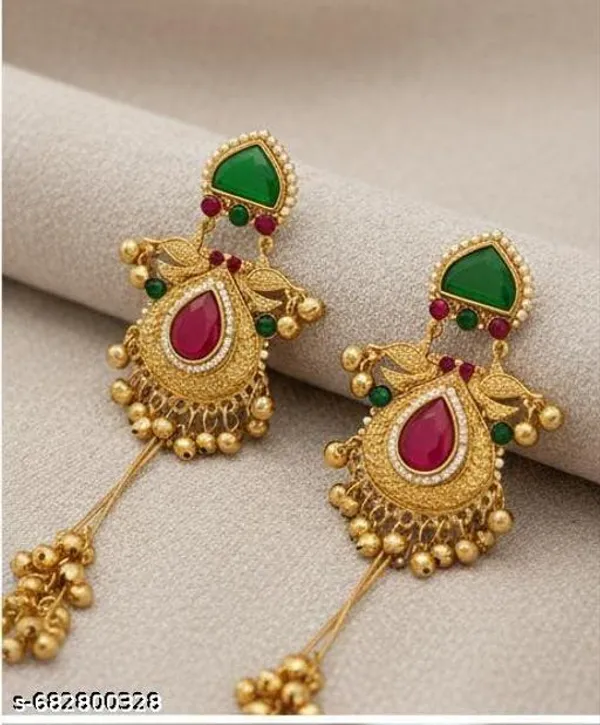 Antique_Gold_Green_Ruby_Jhumka_Drop_Earrings