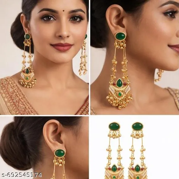 Shahi_Green_Stone_Long_Dangler_Earring_(Kashmiri_Earring)