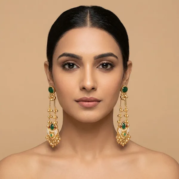 Shahi_Green_Stone_Long_Dangler_Earring_(Kashmiri_Earring)