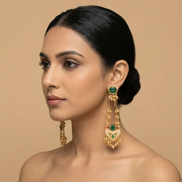 Shahi_Green_Stone_Long_Dangler_Earring_(Kashmiri_Earring)