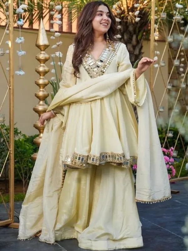 Yellow_Georgette_Mirror_Work_Sharara_Suit_For_Women