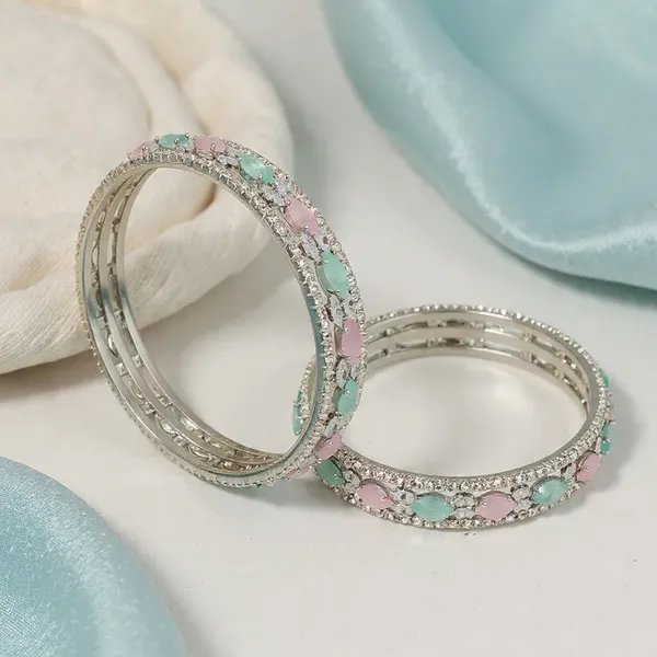 White_&_Green_Ad_Stone_Rhodium_Plated_Bangles_Set_For_Girls_&_Women_(2_Pcs)