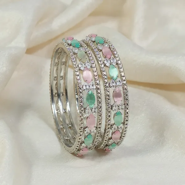 White_&_Green_Ad_Stone_Rhodium_Plated_Bangles_Set_For_Girls_&_Women_(2_Pcs)