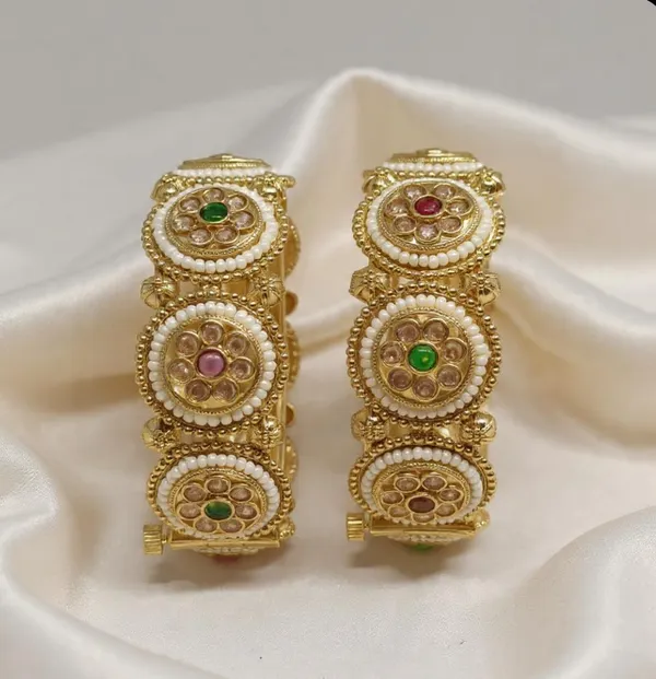 White_Beads_&_Stone_Gold_Plated_Openable_Copper_Bangles_Set_For_Women_(2_Pcs)