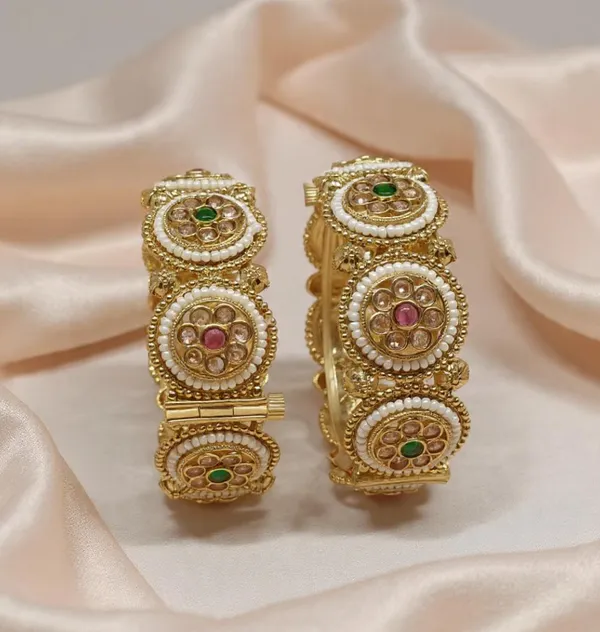 White_Beads_&_Stone_Gold_Plated_Openable_Copper_Bangles_Set_For_Women_(2_Pcs)