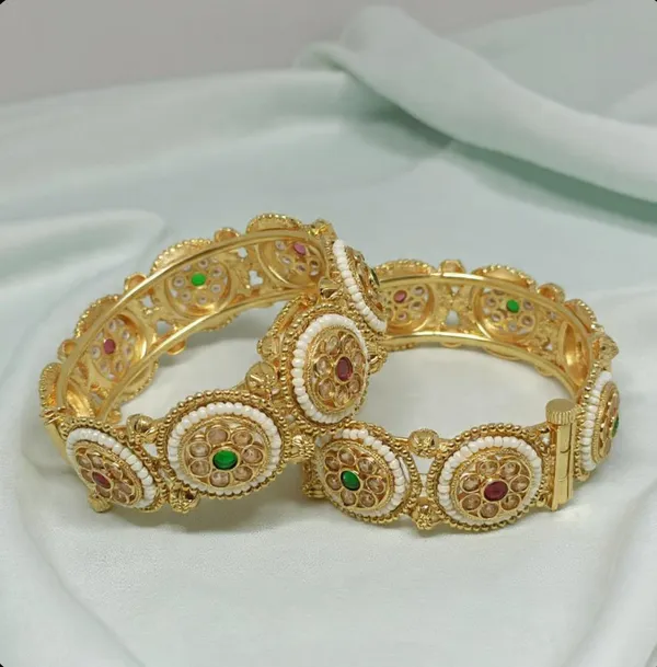 White_Beads_&_Stone_Gold_Plated_Openable_Copper_Bangles_Set_For_Women_(2_Pcs)