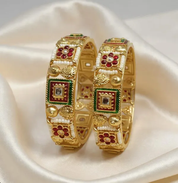 Gold_Plated_Beads_&_Stone_Meenakari_Copper_Bangles_Set_For_Women_(2_Pcs)