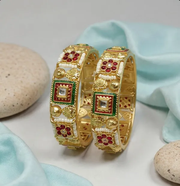 Gold_Plated_Beads_&_Stone_Meenakari_Copper_Bangles_Set_For_Women_(2_Pcs)