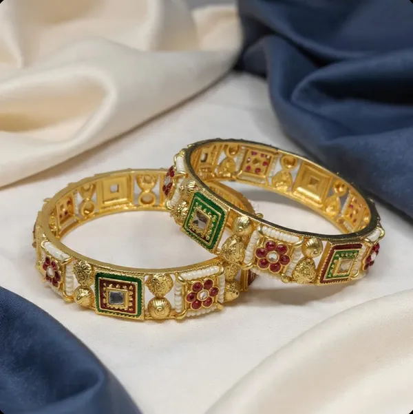 Gold_Plated_Beads_&_Stone_Meenakari_Copper_Bangles_Set_For_Women_(2_Pcs)