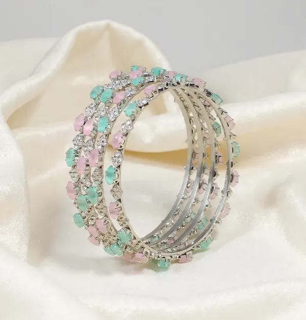 Multicolor_Ad_Stone_Rhodium_Plated_Bangles_Set_For_Women_&_Girls_(4_Pcs)