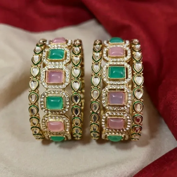 Mint_&_Pink_Ad_Stone_Gold_Plated_Brass_&_Copper_Bangle_Set_For_Girls_&_Women_(6_Pcs)