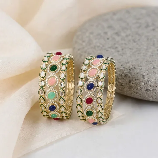 Multicolor_Ethnic_Tilak_Stone_Gold_Plated_Brass_Bangles_Set_For_Girls_&_Women_(6_Pcs)