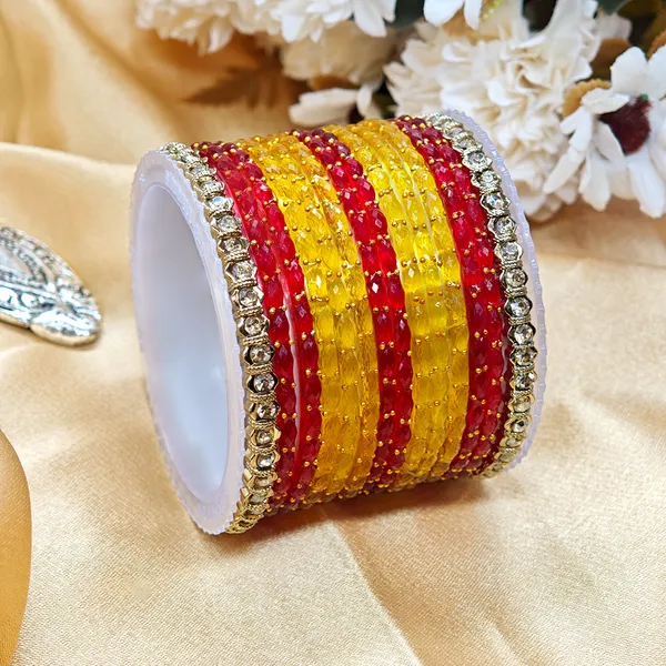Red_&_Yellow_Glass_And_Metal_Bangles_For_Women_(Single_Hand)