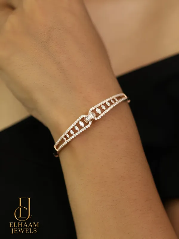Silver_And_Rose_Gold_Traditional_Crystal_Shine_Dual_Band_Gold_Plated_Bangle_For_Women