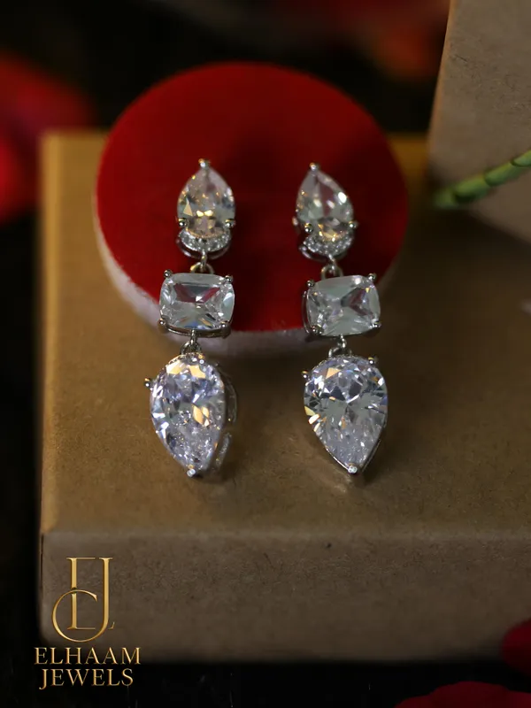 Silver_Traditional_Elegant_Cubic_Zirconia_Drop_Earrings_|_Elhaam_Jewels_For_Women