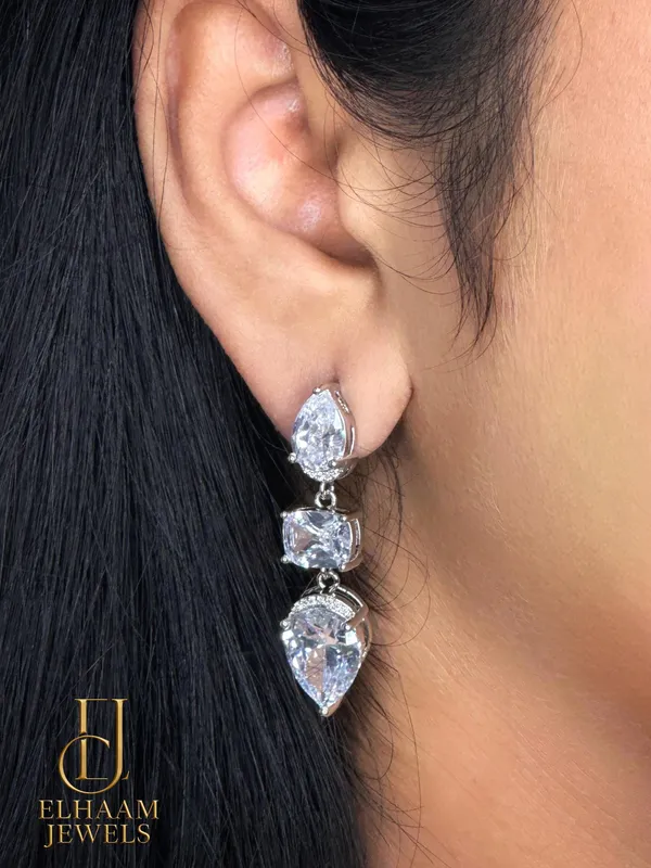 Silver_Traditional_Elegant_Cubic_Zirconia_Drop_Earrings_|_Elhaam_Jewels_For_Women