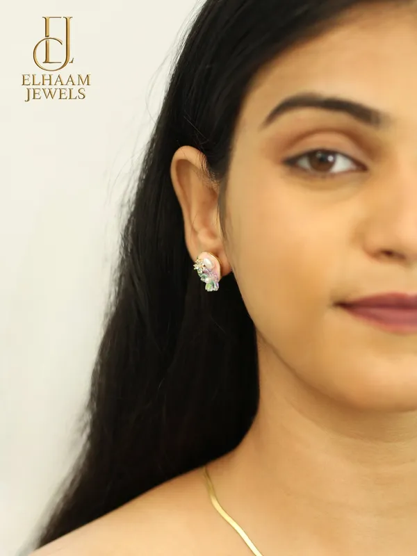 Silver_Traditional_Floral_Pearl_Stud_Earrings_Elegant_Enamel_Design_For_Women