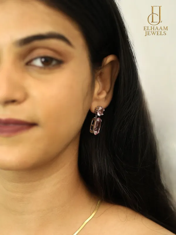 Rose_Gold_And_Silver_Traditional_Elegant_Crystal_Drop_Earrings_Silver_Plated_For_Women