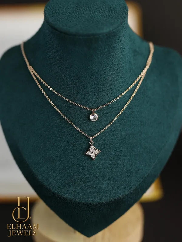 Gold_Traditional_Diamond_Layered_Star_Rose_Gold_Pendants_Necklace_For_Women