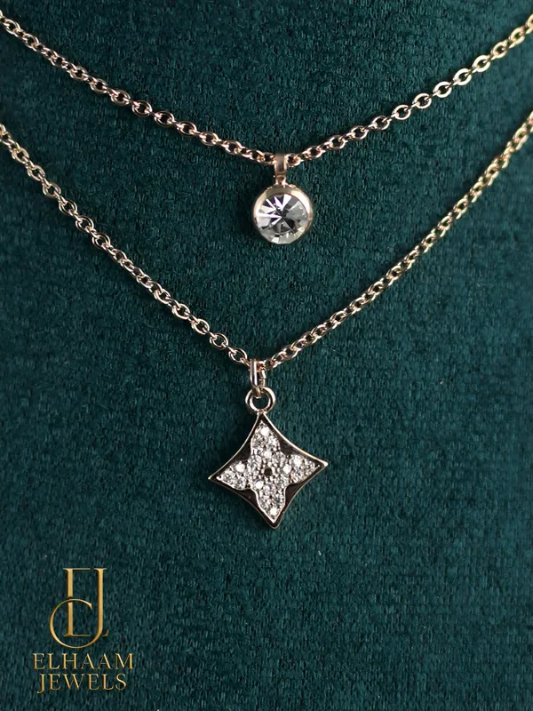 Gold_Traditional_Diamond_Layered_Star_Rose_Gold_Pendants_Necklace_For_Women