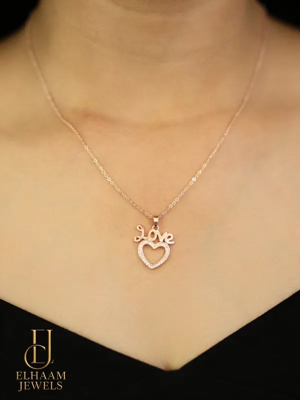 Gold_Traditional_Love_On_Heart_Rose_Gold_Pendant_Necklace_For_Women