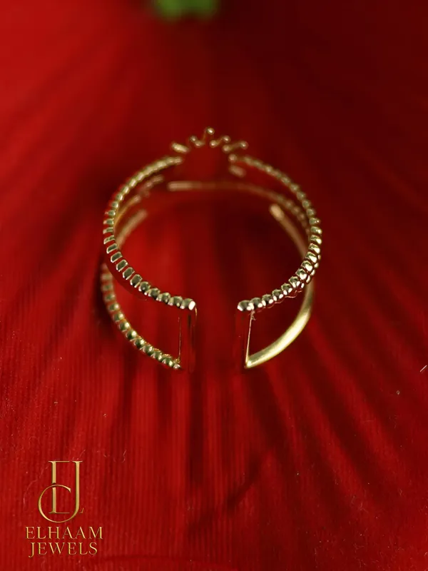 Gold_Traditional_Sunburst_Beaded_Adjustable_Ring_18k_Gold_Plated_For_Women