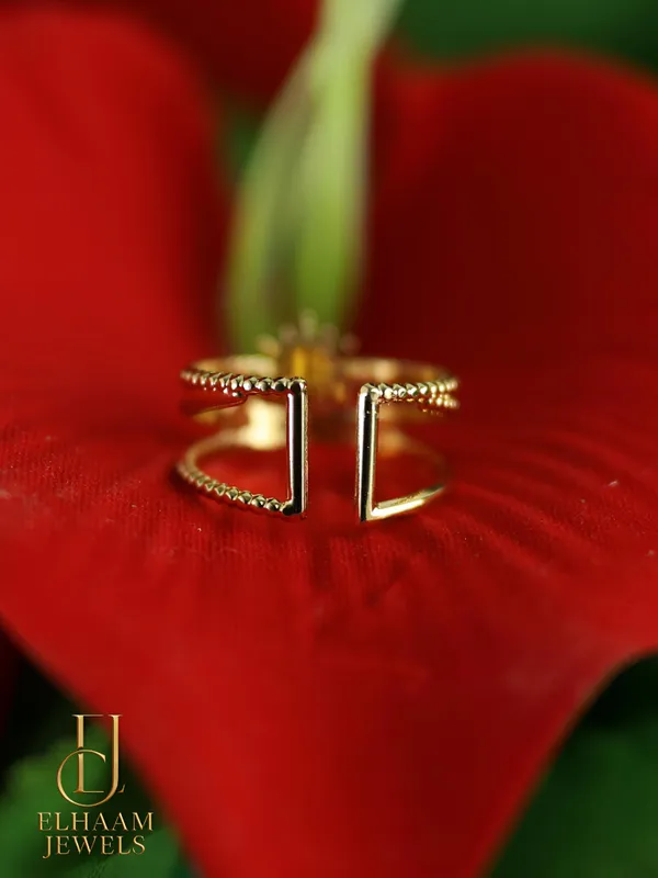 Gold_Traditional_Sunburst_Beaded_Adjustable_Ring_18k_Gold_Plated_For_Women