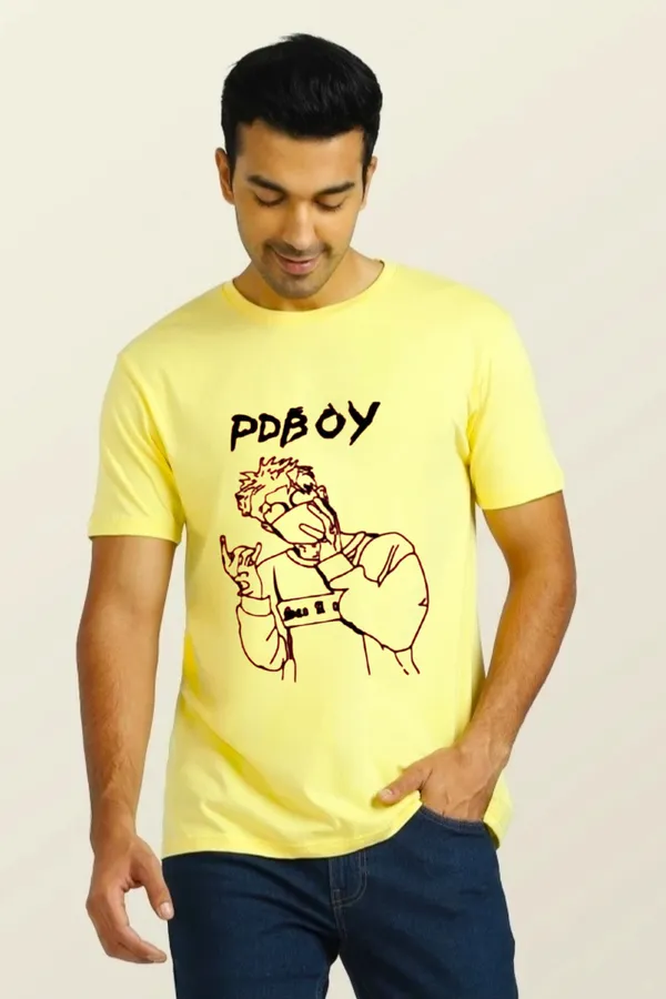Yellow_Polycotton_Premium_T_Shirt_For_Men