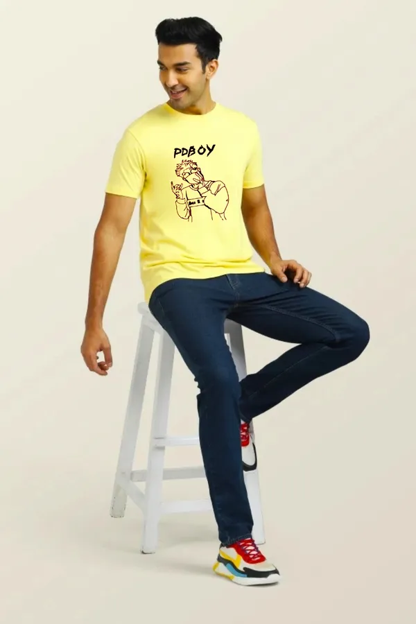 Yellow_Polycotton_Premium_T_Shirt_For_Men