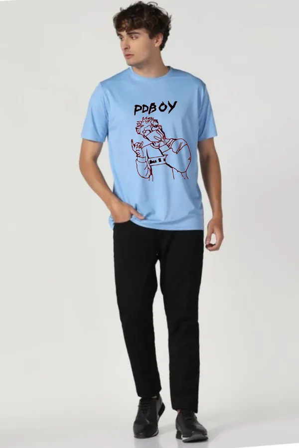 Light_Blue_Polycotton_Premium_T_Shirt_For_Men