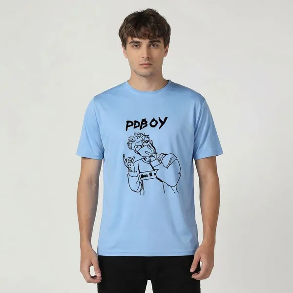 Light_Blue_Polycotton_Premium_T_Shirt_For_Men