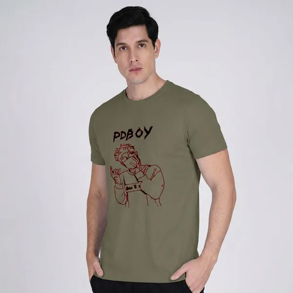Olive_Green_Polycotton_Premium_T_Shirt_For_Men