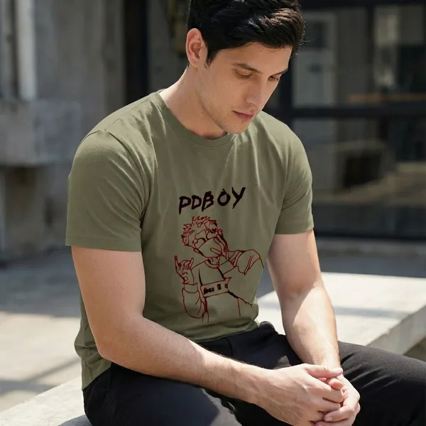 Olive_Green_Polycotton_Premium_T_Shirt_For_Men