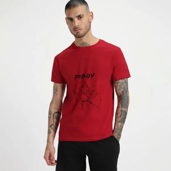 Red_Polycotton_Premium_T_Shirt_For_Men